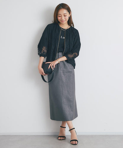 顯瘦日常百搭箔面斜紋布直筒裙