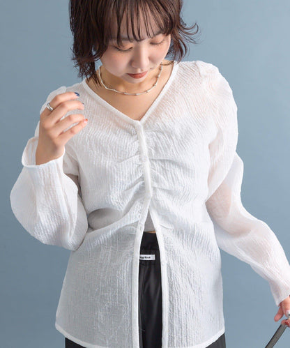 【mystic】V字褶皺襯衫