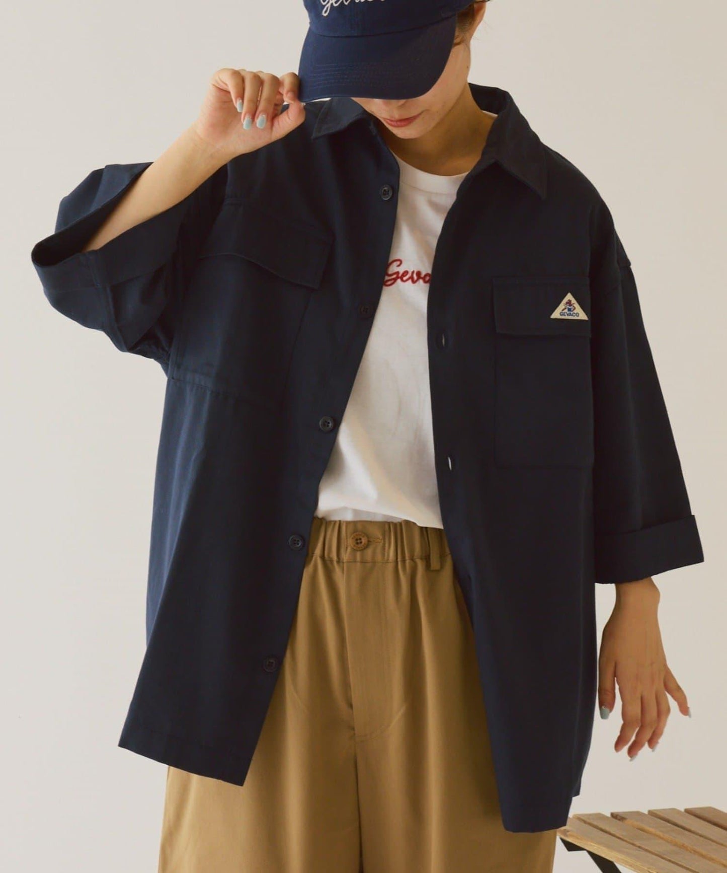 【GEVACO】寬鬆版型半袖工裝襯衫