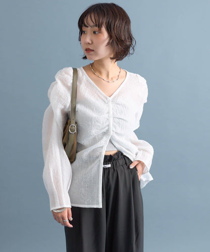 【mystic】V字褶皺襯衫