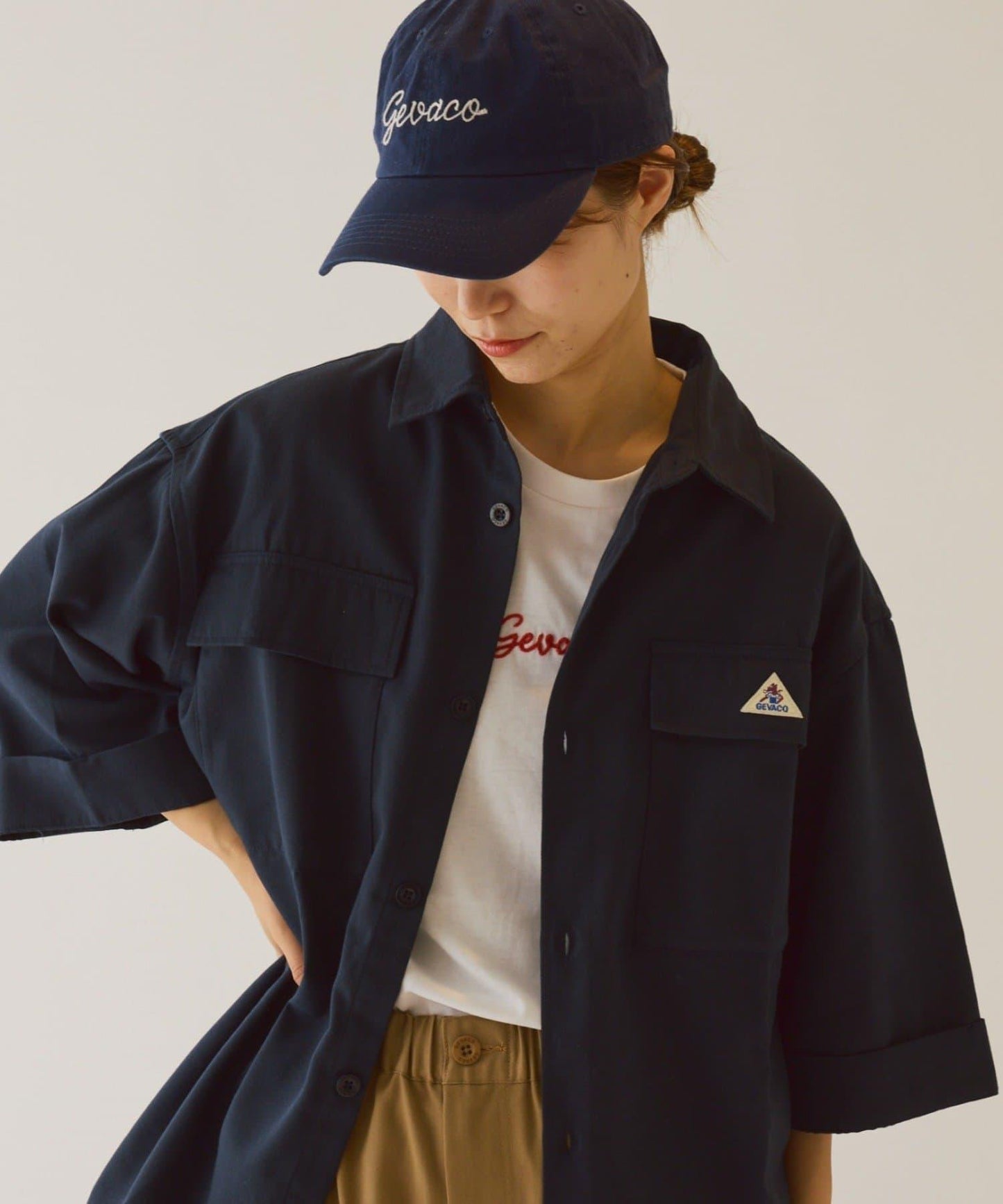 【GEVACO】寬鬆版型半袖工裝襯衫