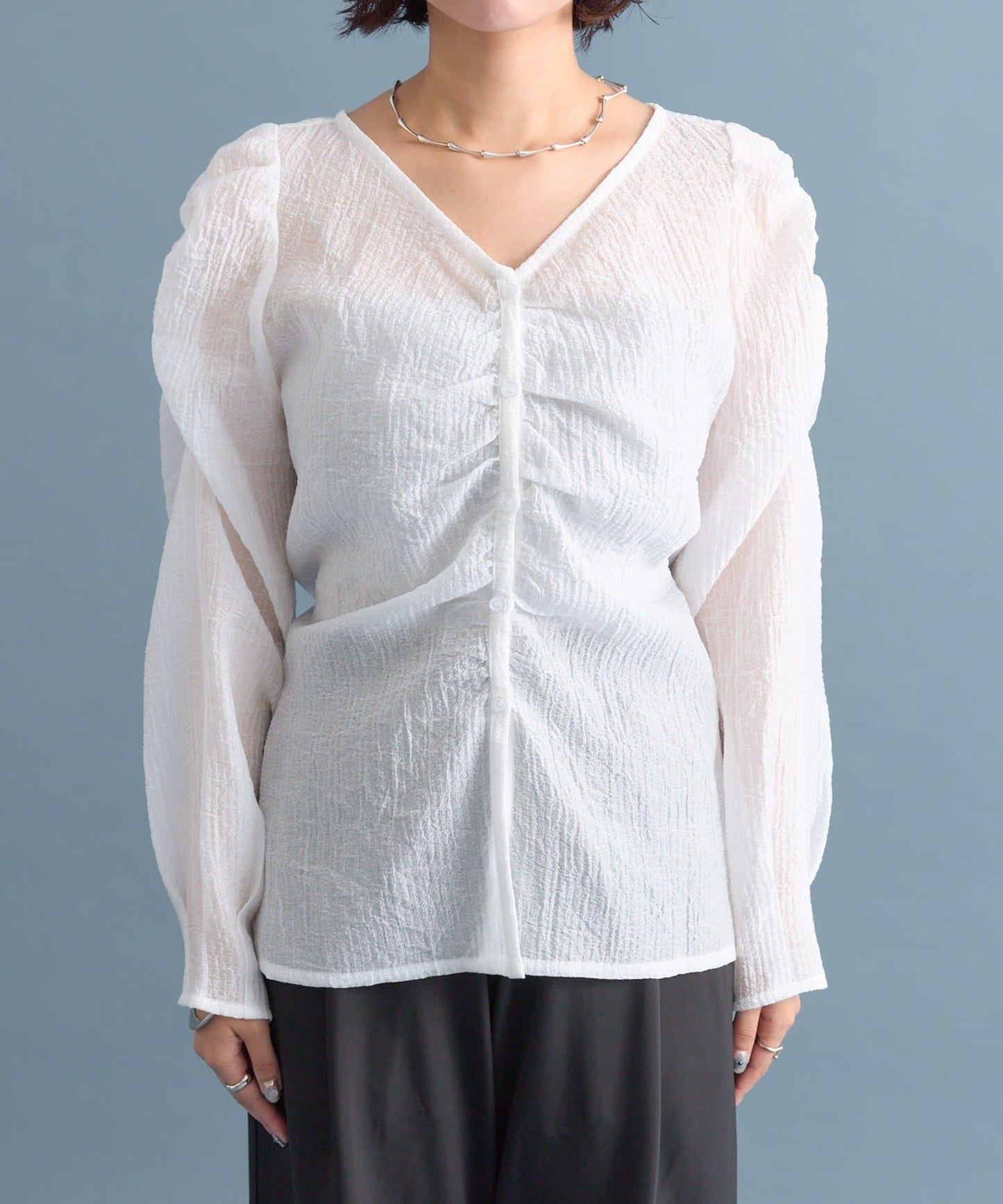 【mystic】V字褶皺襯衫