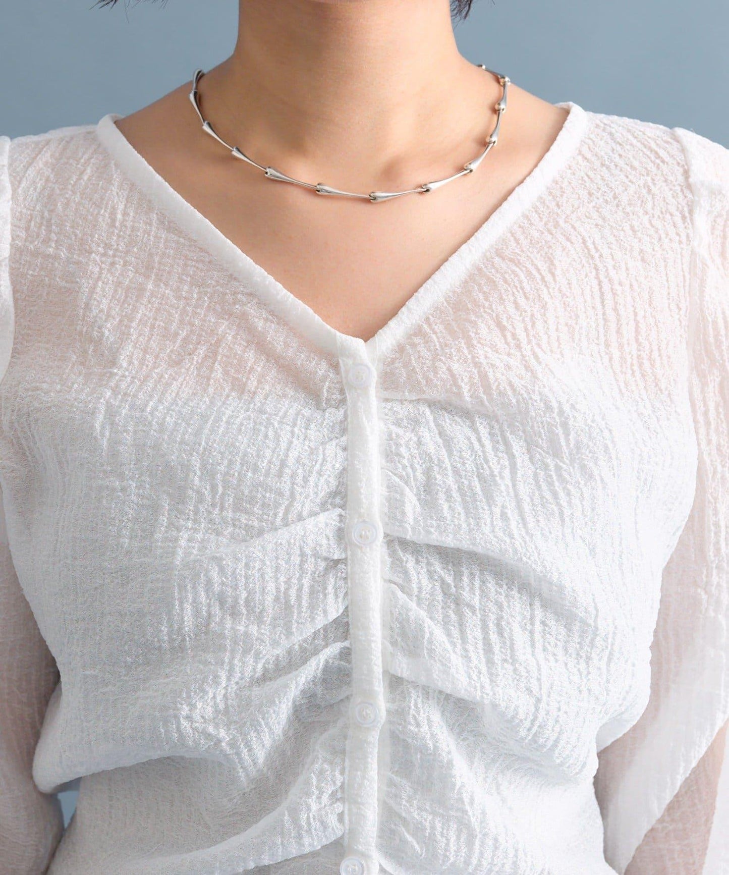 【mystic】V字褶皺襯衫