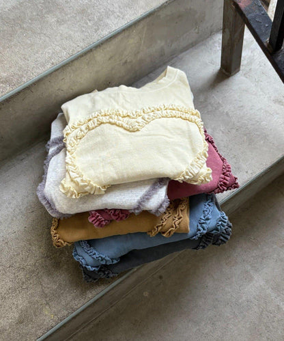 【KIDS】水洗工藝愛心圖案長袖T恤