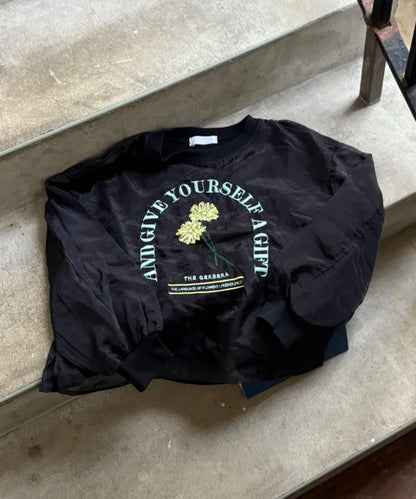 【KIDS】刺繡歐根紗疊層長袖T恤