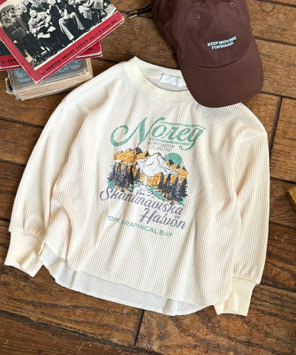 【KIDS】【平價】印花羅紋長袖T恤