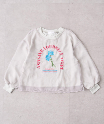 【KIDS】刺繡歐根紗疊層長袖T恤