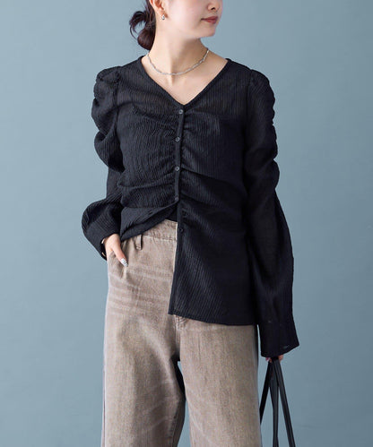 【mystic】V字褶皺襯衫