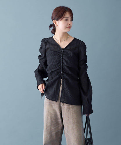 【mystic】V字褶皺襯衫