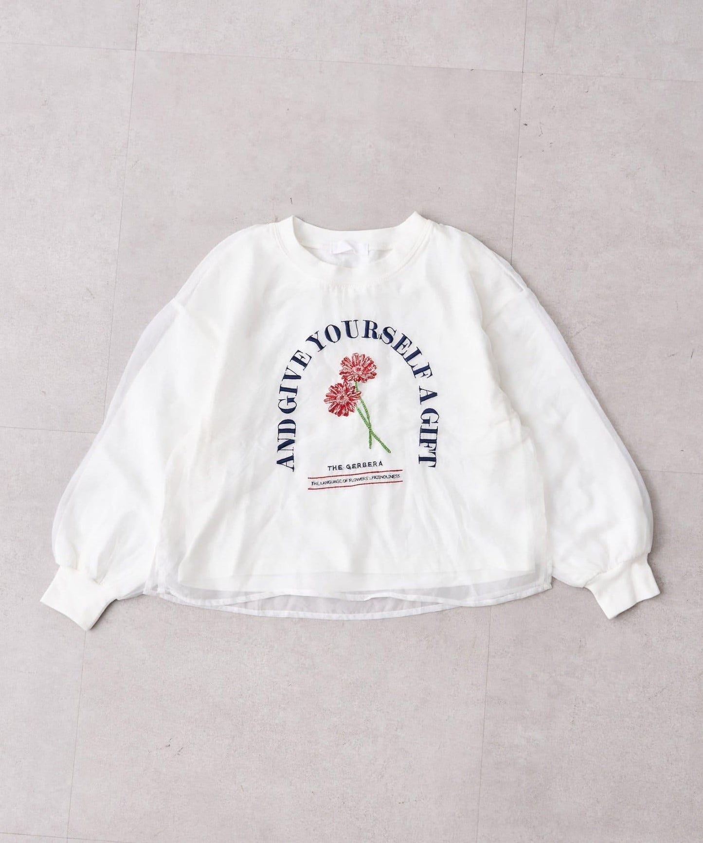 【KIDS】刺繡歐根紗疊層長袖T恤