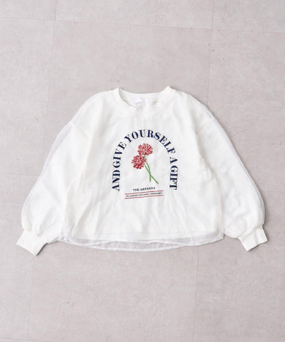 【KIDS】刺繡歐根紗疊層長袖T恤