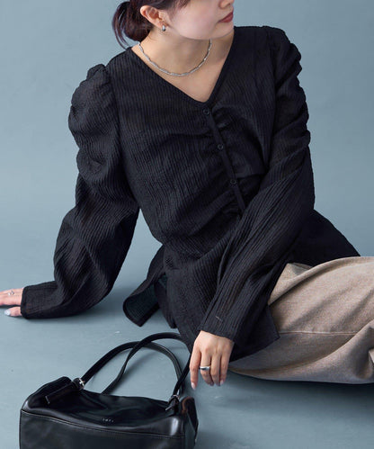 【mystic】V字褶皺襯衫