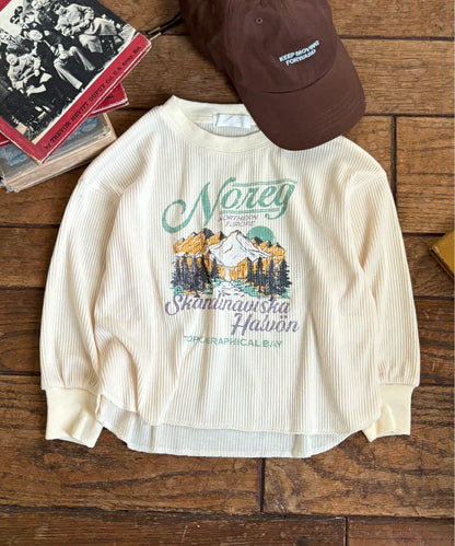 【KIDS】【平價】印花羅紋長袖T恤