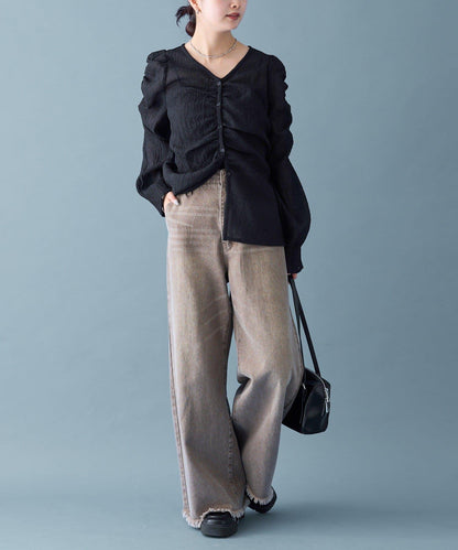 【mystic】V字褶皺襯衫