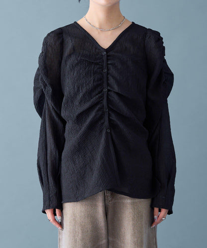 【mystic】V字褶皺襯衫