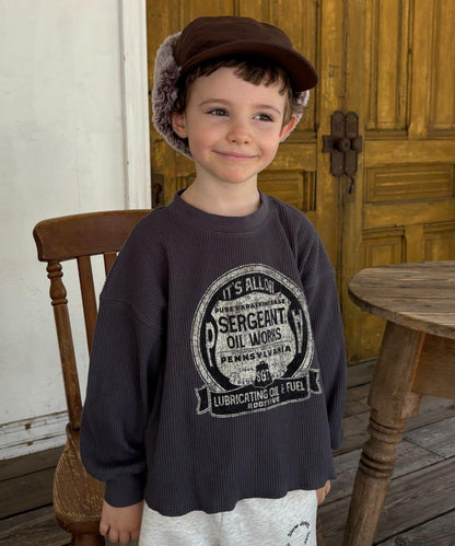 【KIDS】【平價】印花羅紋長袖T恤