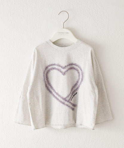 【KIDS】水洗工藝愛心圖案長袖T恤