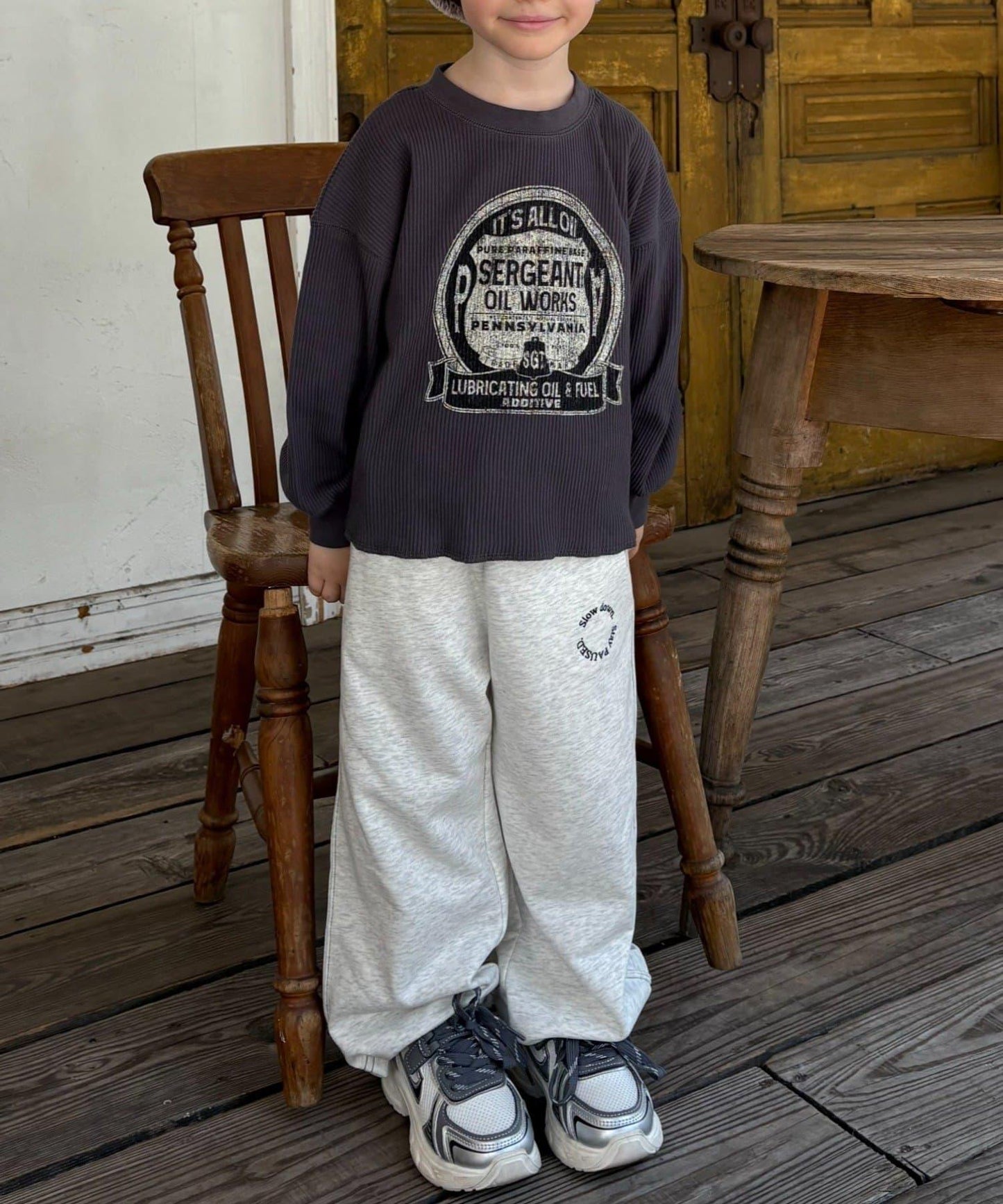 【KIDS】【平價】印花羅紋長袖T恤