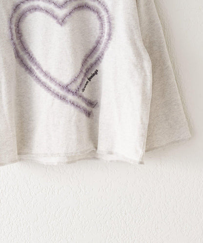 【KIDS】水洗工藝愛心圖案長袖T恤