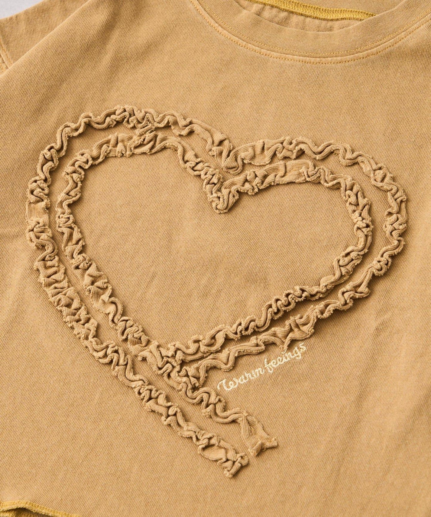 【KIDS】水洗工藝愛心圖案長袖T恤