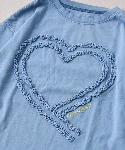 【KIDS】水洗工藝愛心圖案長袖T恤