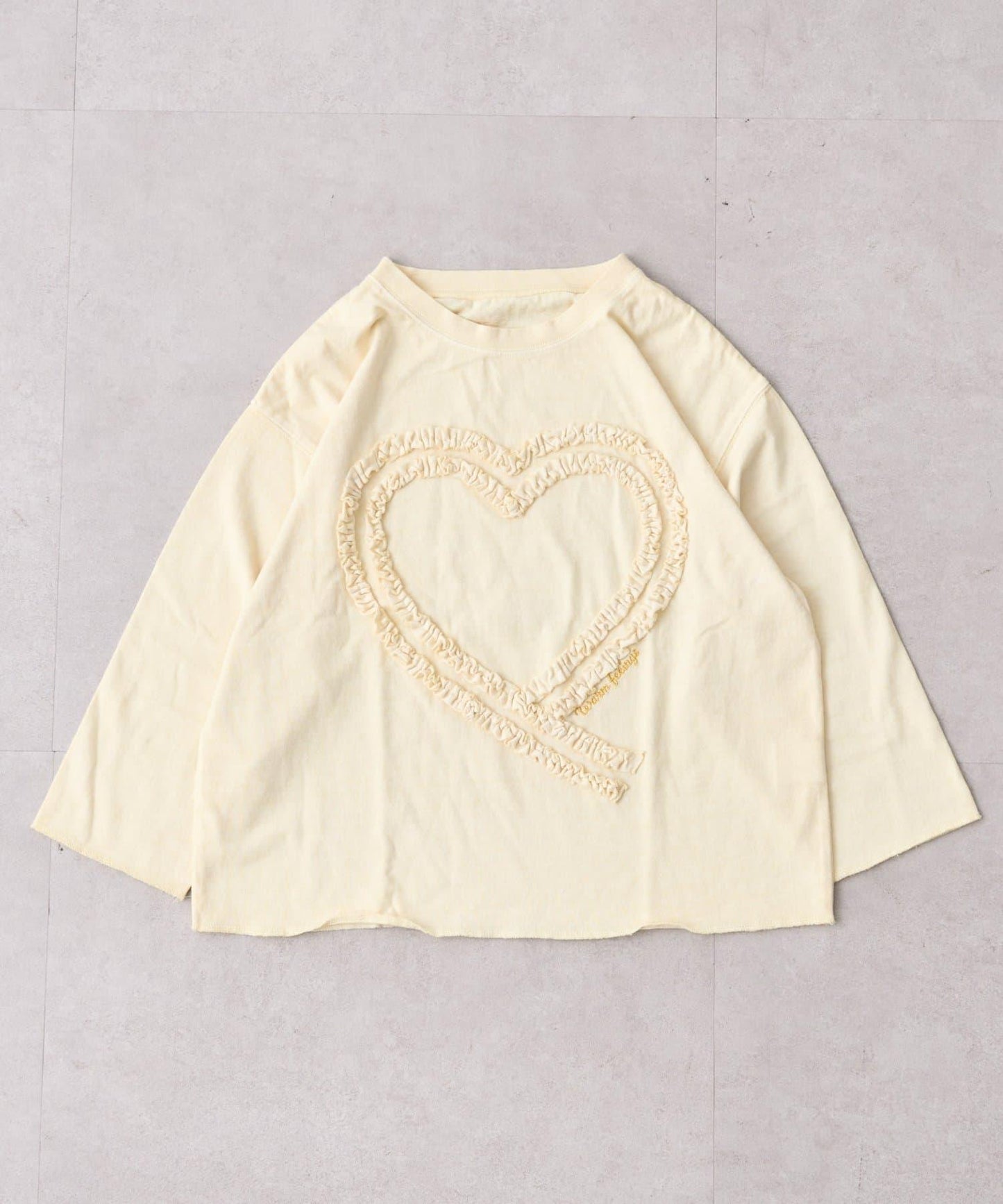 【KIDS】水洗工藝愛心圖案長袖T恤