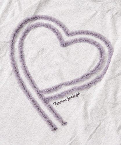 【KIDS】水洗工藝愛心圖案長袖T恤