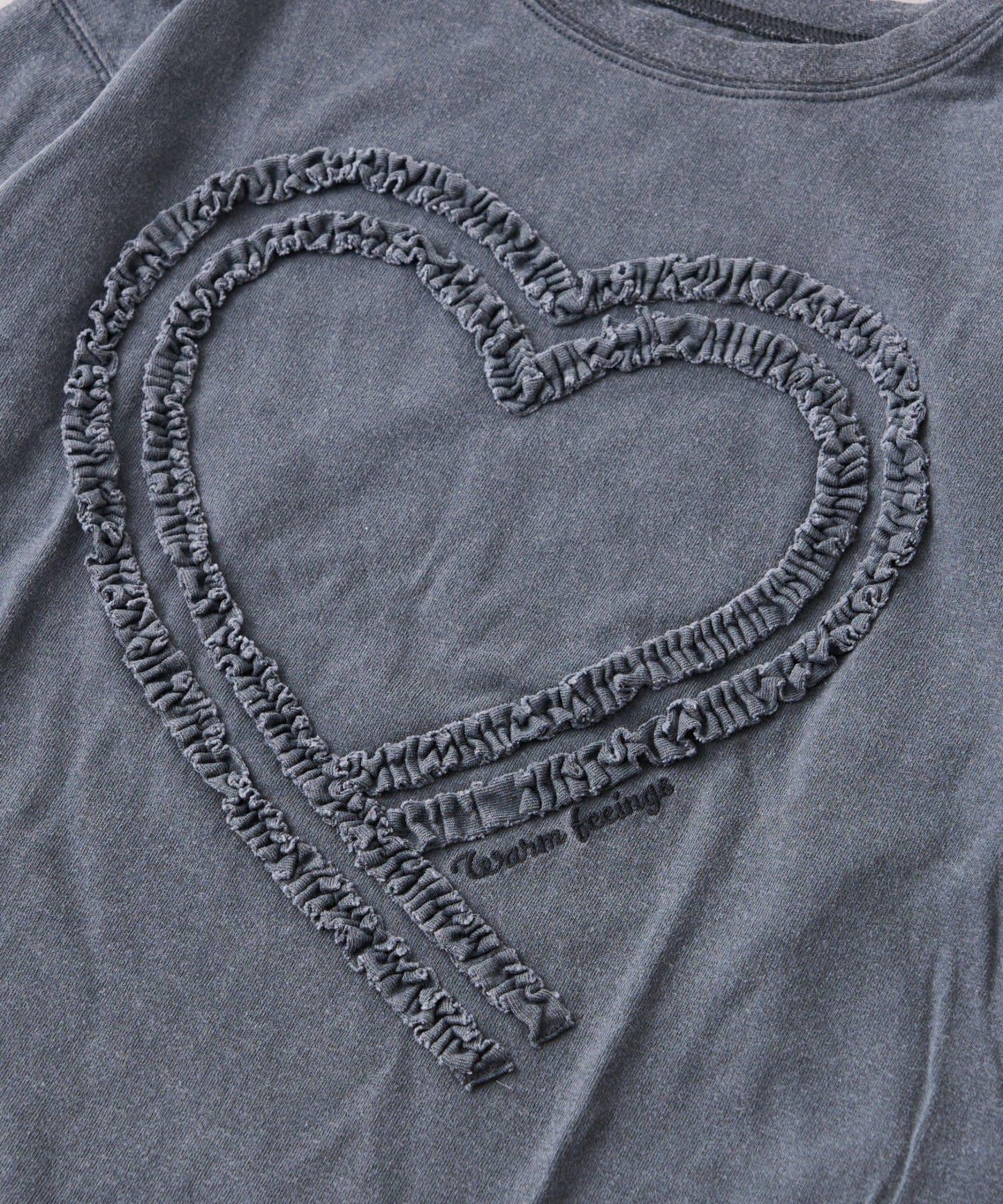 【KIDS】水洗工藝愛心圖案長袖T恤