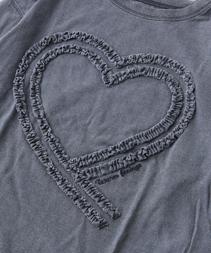 【KIDS】水洗工藝愛心圖案長袖T恤