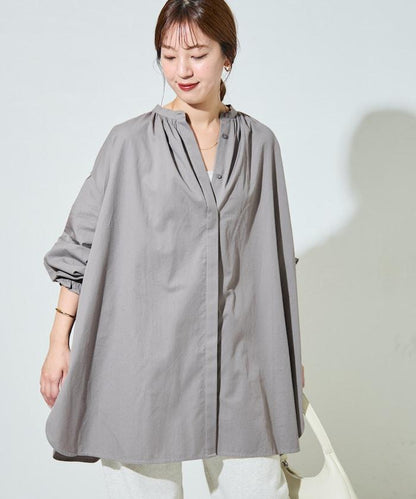 印度棉斜紋褶皺泡泡袖襯衫