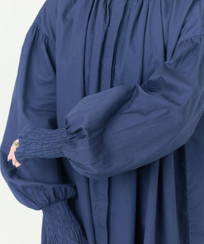 印度棉斜紋褶皺泡泡袖襯衫