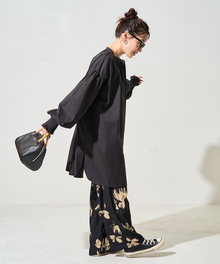 印度棉斜紋褶皺泡泡袖襯衫