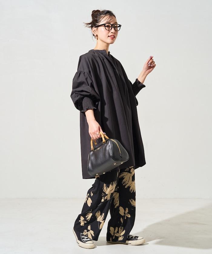 印度棉斜紋褶皺泡泡袖襯衫