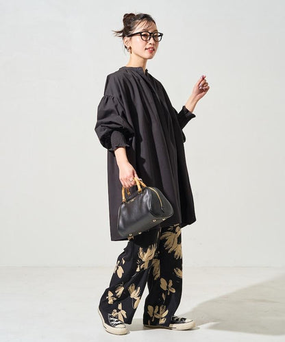 印度棉斜紋褶皺泡泡袖襯衫