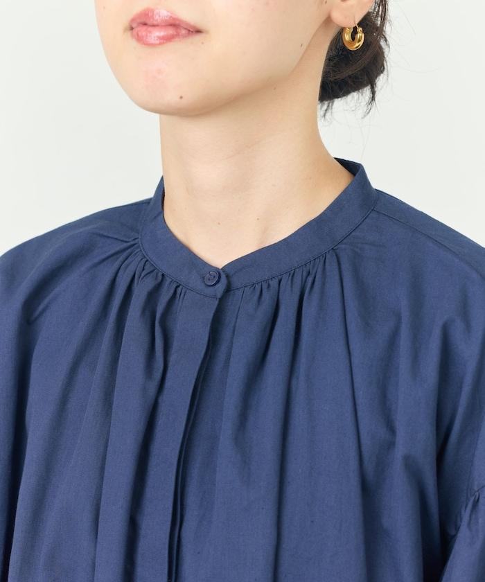 印度棉斜紋褶皺泡泡袖襯衫