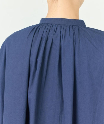 印度棉斜紋褶皺泡泡袖襯衫