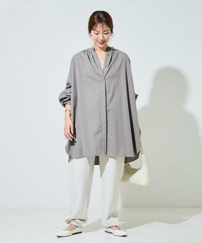 印度棉斜紋褶皺泡泡袖襯衫