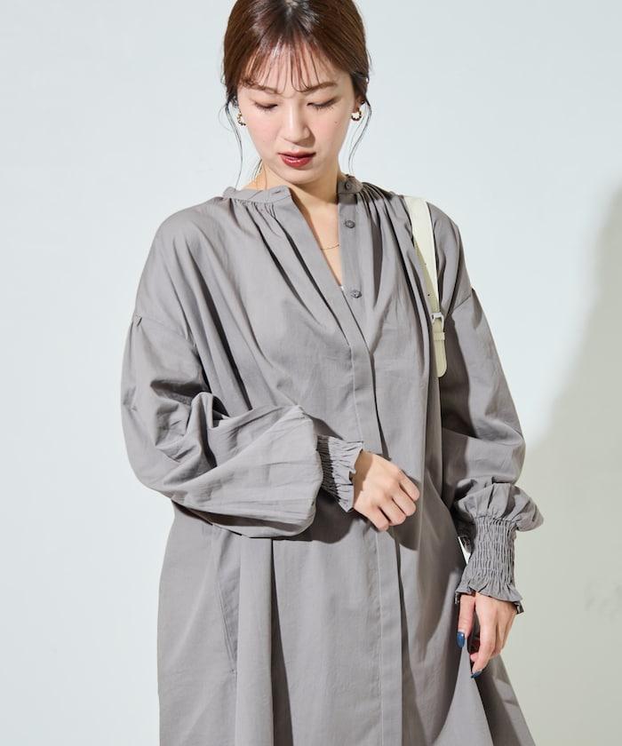 印度棉斜紋褶皺泡泡袖襯衫