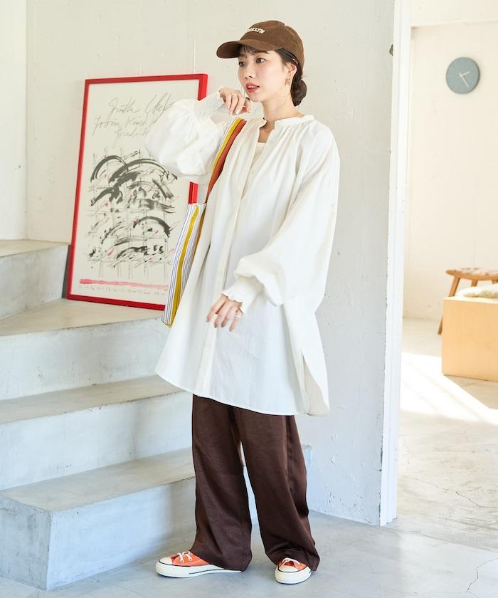 印度棉斜紋褶皺泡泡袖襯衫