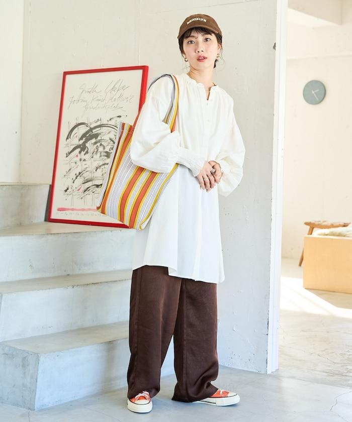 印度棉斜紋褶皺泡泡袖襯衫