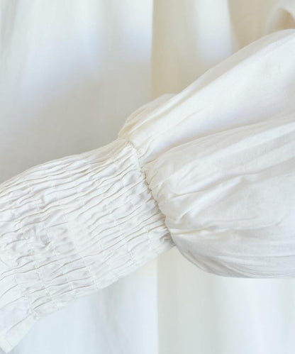 印度棉斜紋褶皺泡泡袖襯衫