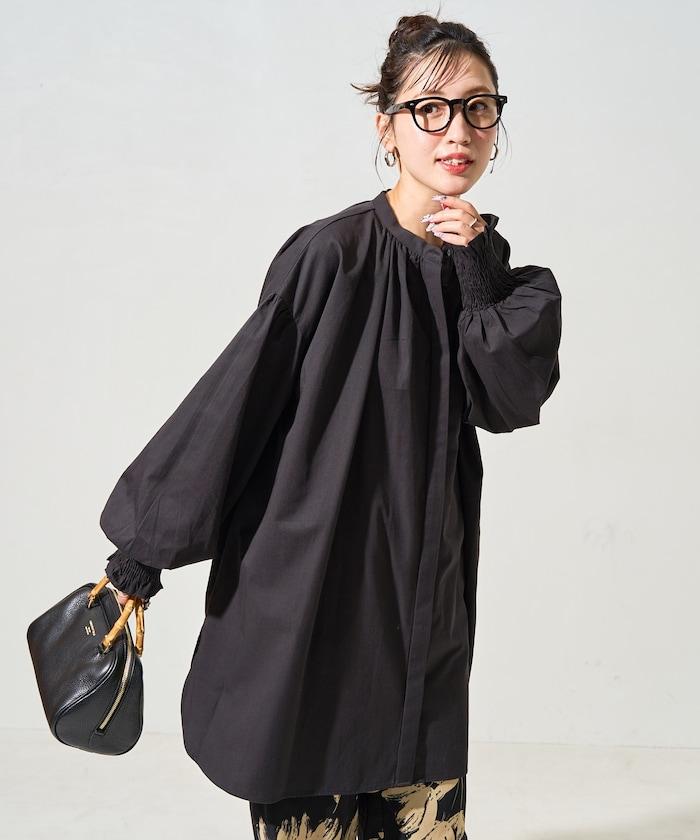 印度棉斜紋褶皺泡泡袖襯衫