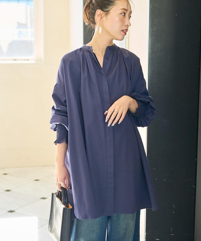 印度棉斜紋褶皺泡泡袖襯衫