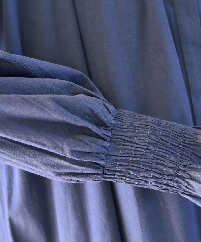 印度棉斜紋褶皺泡泡袖襯衫