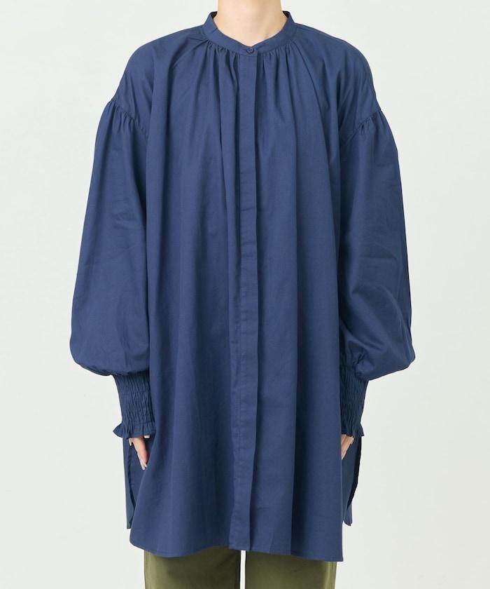 印度棉斜紋褶皺泡泡袖襯衫