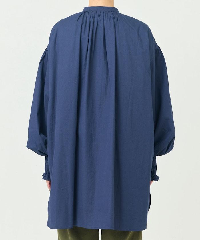 印度棉斜紋褶皺泡泡袖襯衫