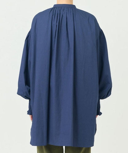 印度棉斜紋褶皺泡泡袖襯衫