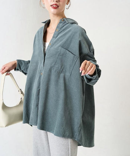 燈芯絨寬鬆襯衫