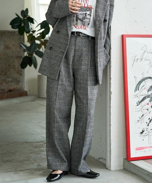 人字紋格子長褲（可搭配套裝）