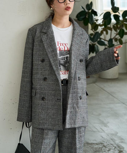 人字紋格子西裝外套（可搭配套裝）